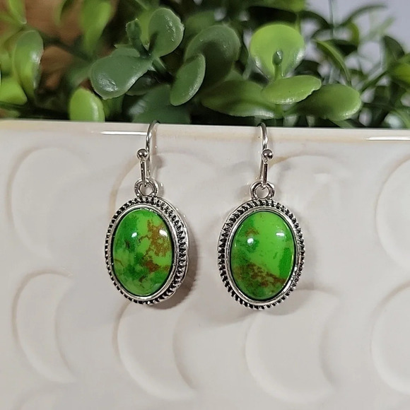 Ear Envy Jewelry - Green Copper Turquoise Drop Earrings